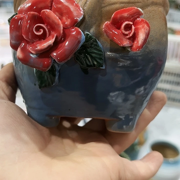 瓷片花盆多肉植物艺术品