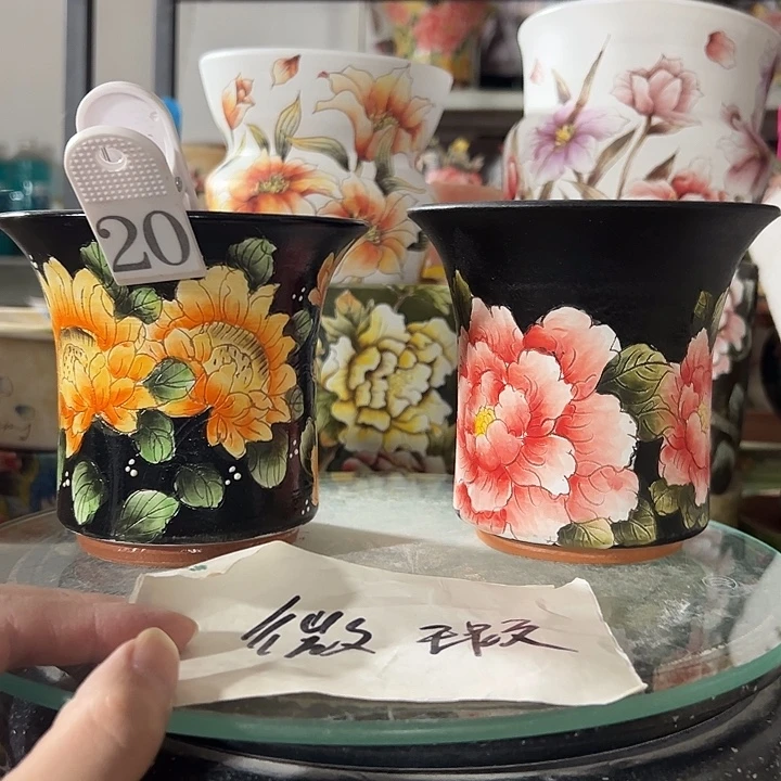 满38包邮 景德镇手绘花盆