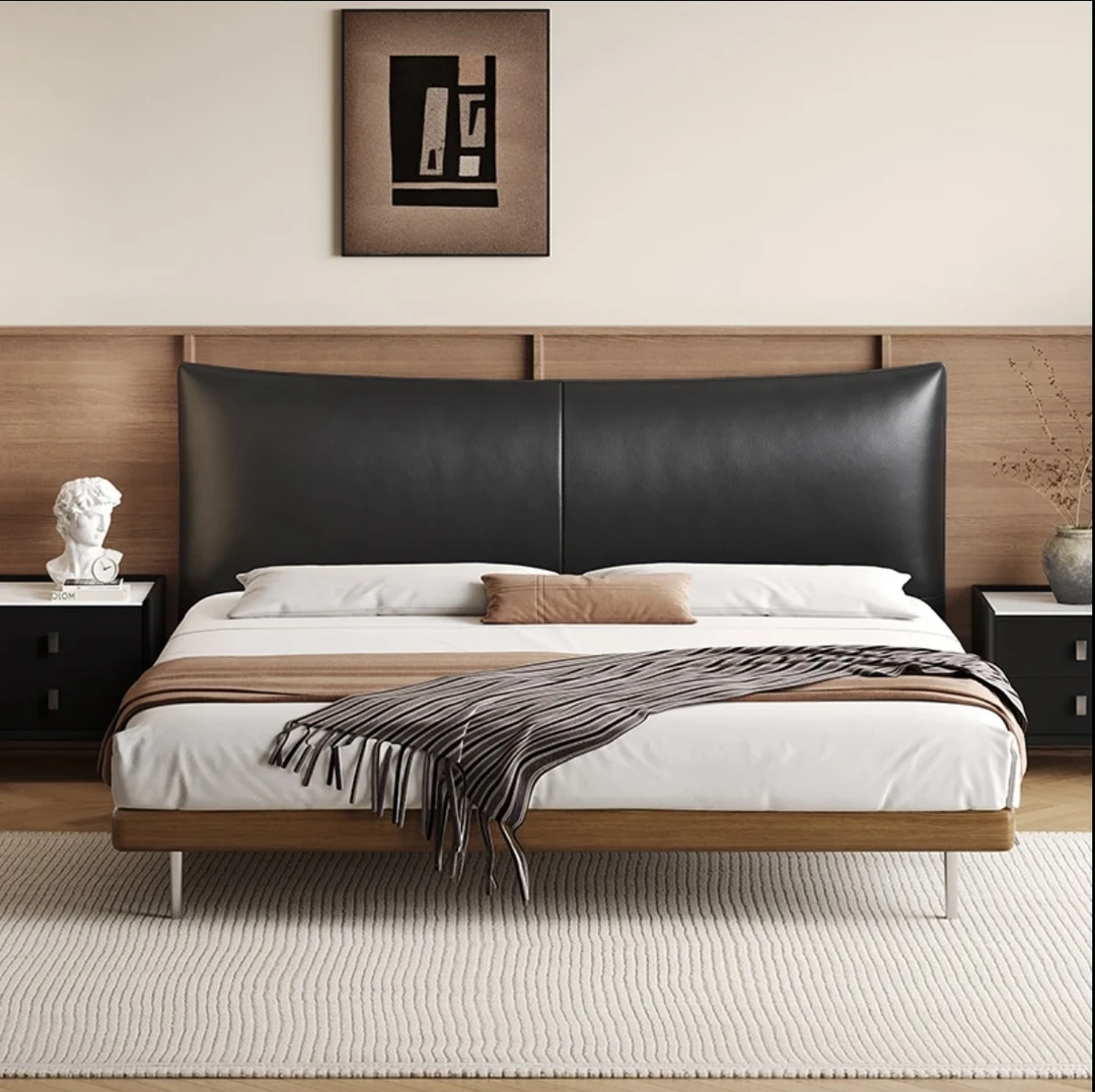 香奈儿主卧大床中古风格1.8米双人床简约意式风格现代风格