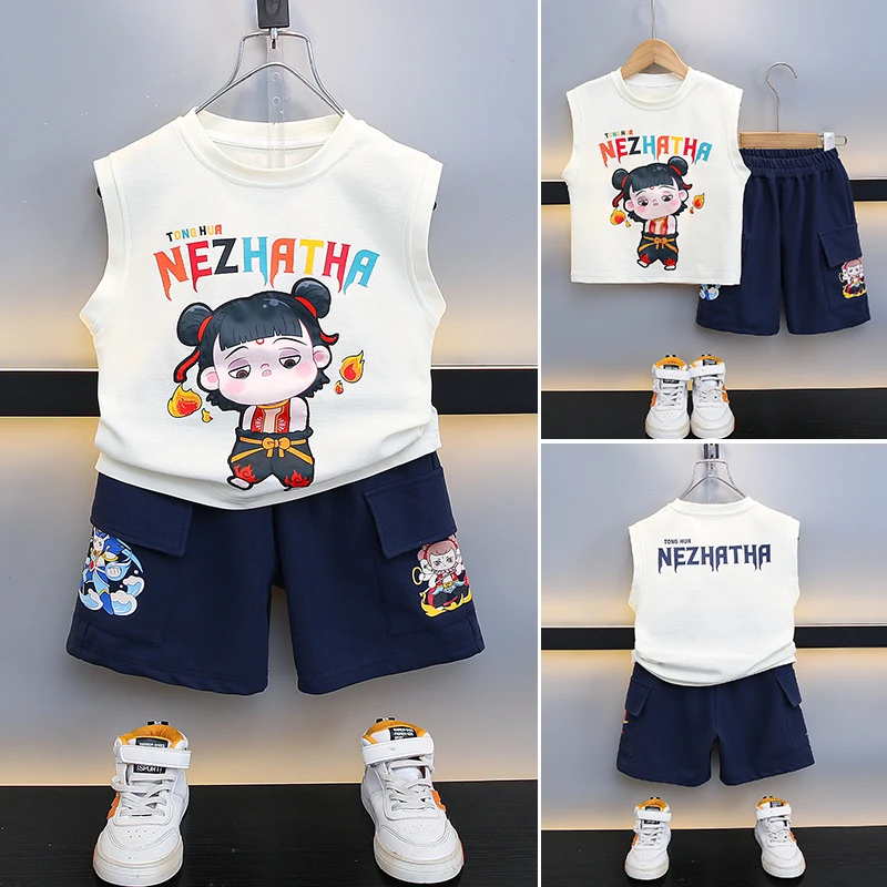 儿童服装2025新款中小童夏款套装小孩薄款背心宝宝夏装无袖衣服