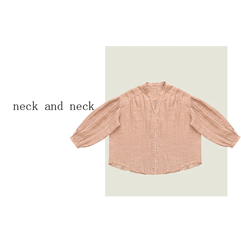 【 neck and neck 】“ 香榭琉光 ” 慵懒小排扣亚麻落肩宽松衬衣