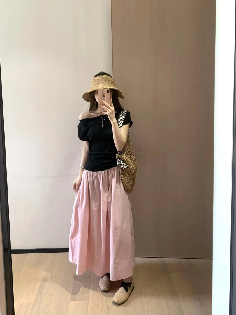 韩11三种穿法法式浪漫松紧腰有口袋连衣裙