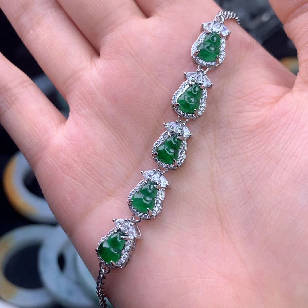 未镶嵌手链翡翠阳绿葫芦