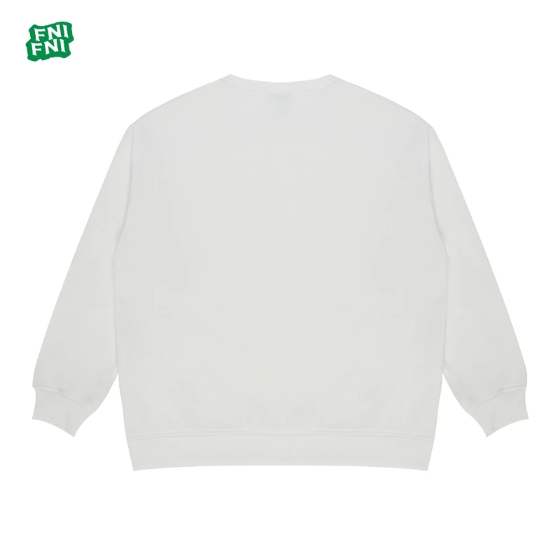 FNI国潮重磅棉纯色光版男女同款加绒长袖圆领卫衣早秋