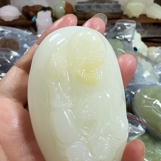 河***斗砖雕石头手把件石头手把件