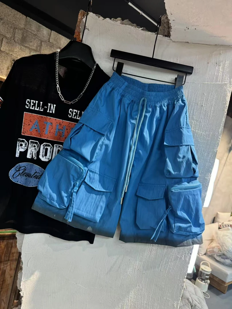 吾2025【Y】4月9日 儿童男童女童蓝色大口袋短裤3077-