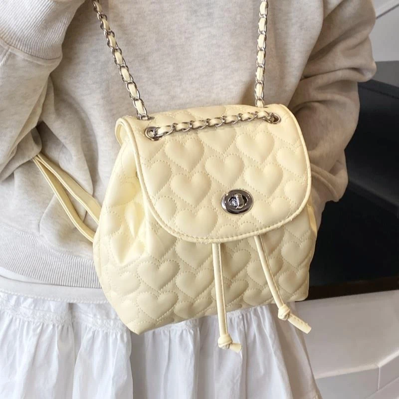 小香风双肩包包女2025新款潮时尚韩国菱格背包单肩手提链条水桶包