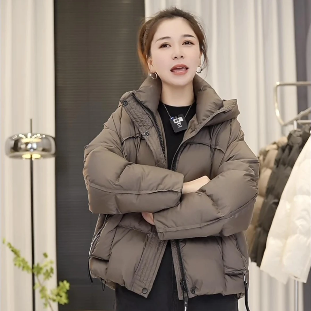 爆款羽绒服女2024韩版新款宽松连帽冬装外套