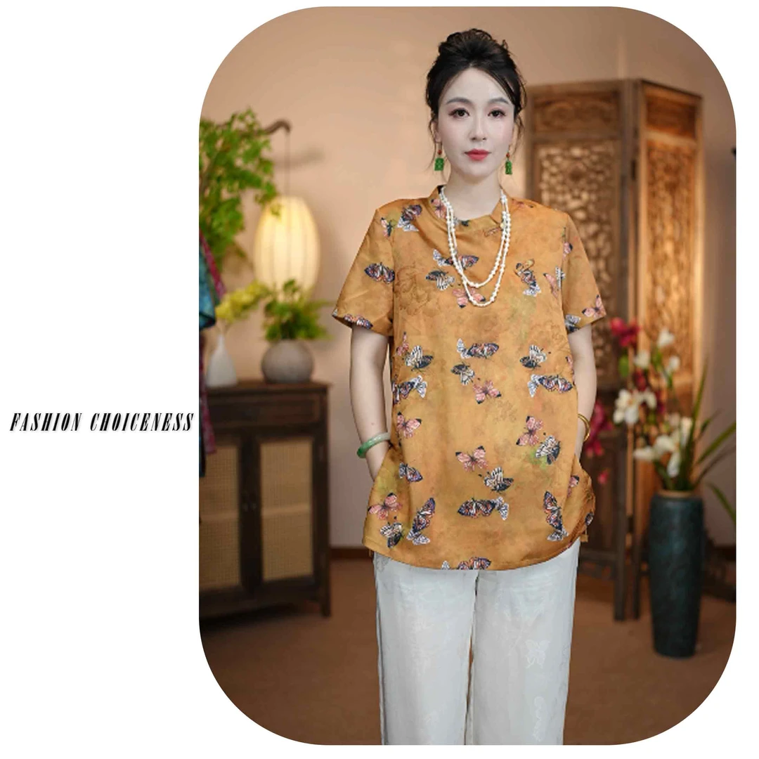 [好运叠叠]新中式国风夏季新款上新洋气时尚气质显瘦上衣