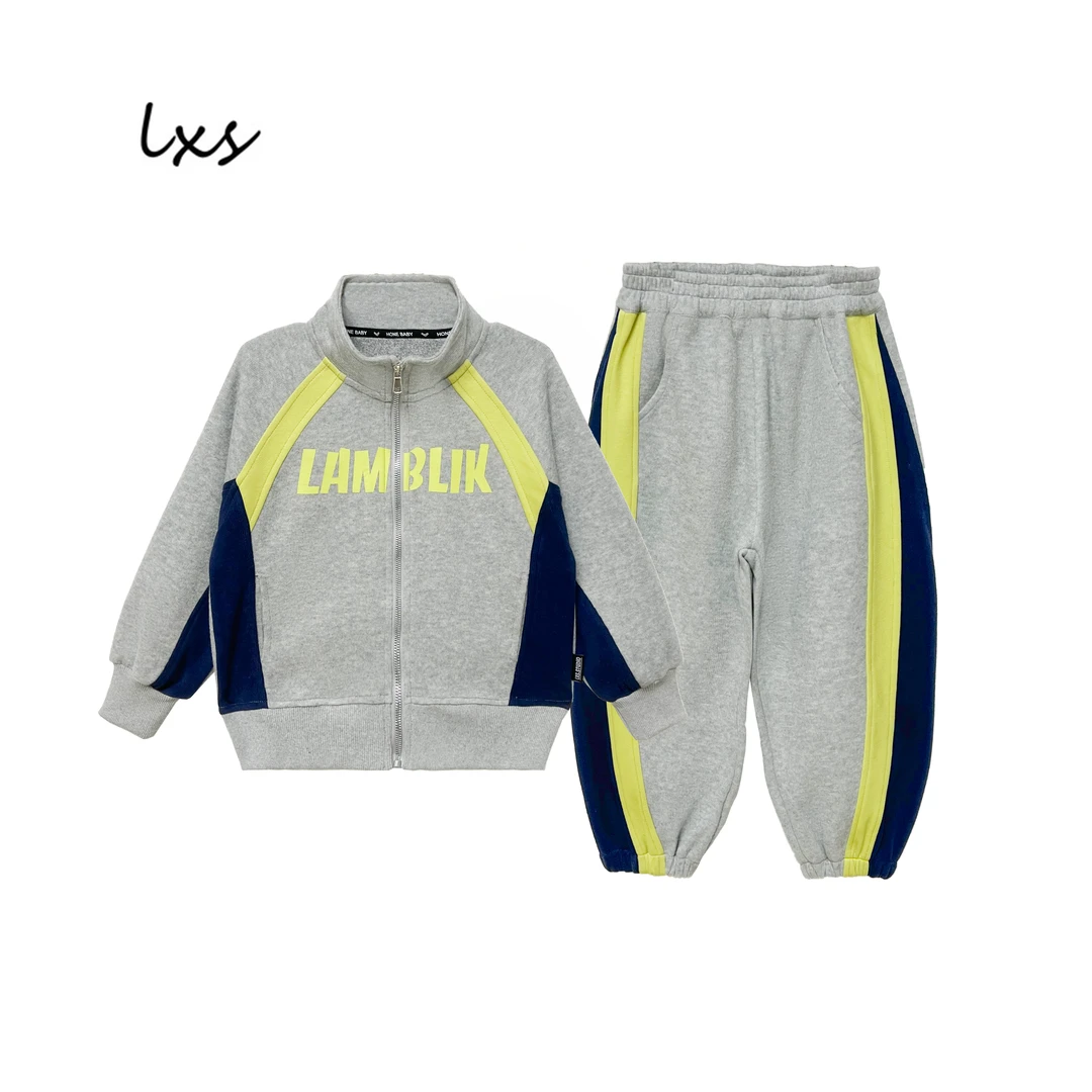 儿童春秋季韩版撞色休闲时尚百搭潮流洋气长袖外套帅气套装 Q802