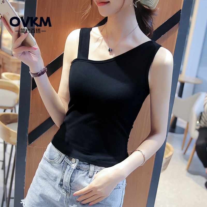 OVKM黑色吊带小背心女设计小众打底衫外穿内搭性感紧身心机美背上