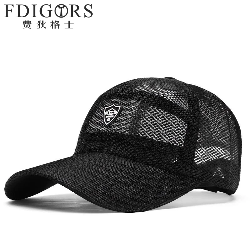 FDIGORS网眼帽子男夏季透气薄款黑色中老年防晒鸭舌帽运动棒球帽