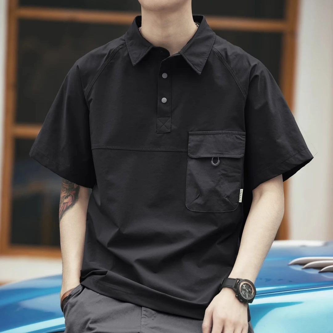 仓石一树工装短袖polo衫男士夏季翻领衬衫户外百搭青年保罗衫体恤