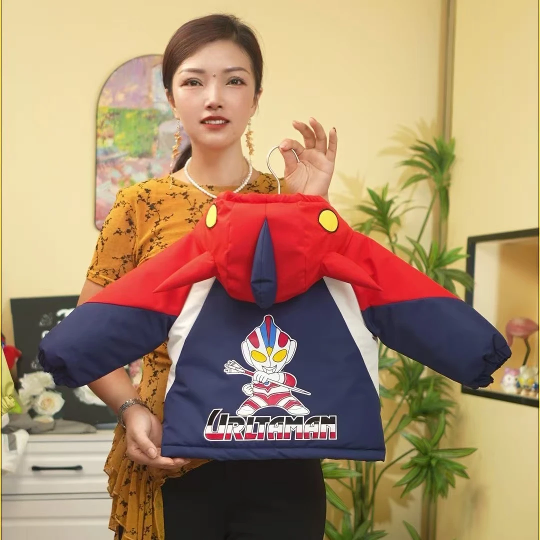 赛罗奥特曼发光棉衣女童亮灯冲锋衣冬季女孩外套加厚加绒运动袄子