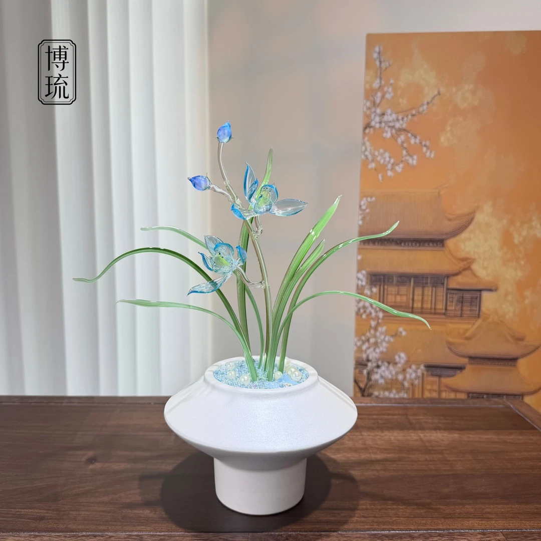 【小兰花合集】淄博琉璃特产国家级非遗灯工琉璃花高档摆件