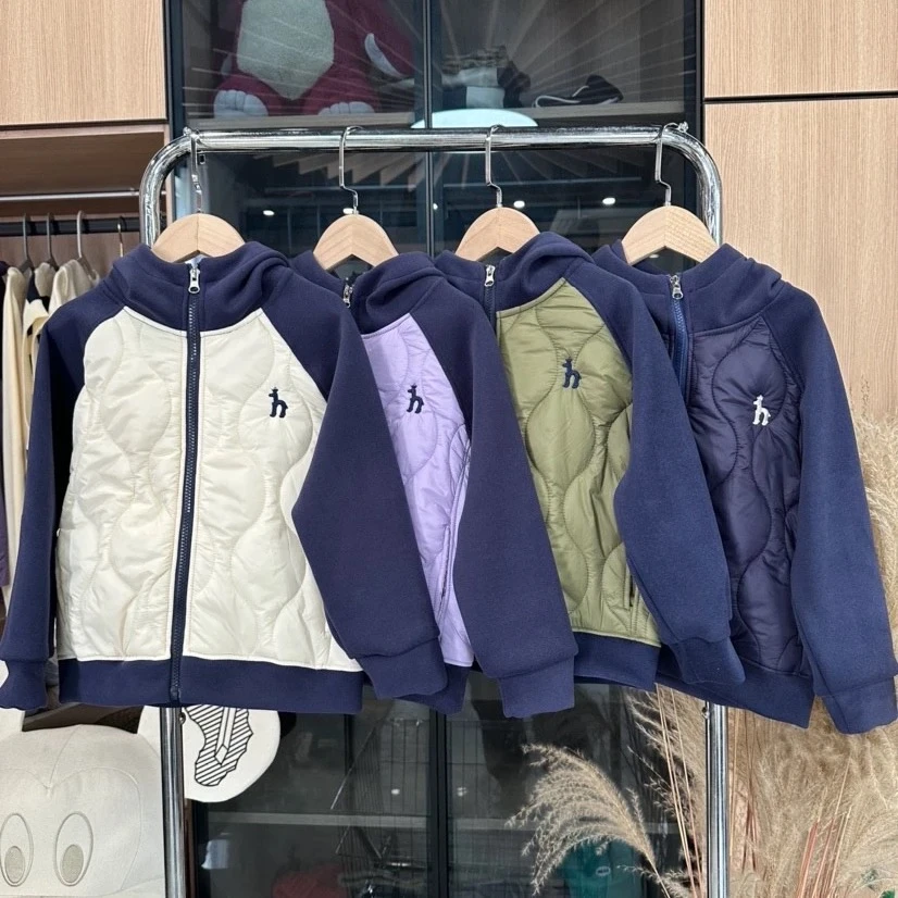 2025早春新款儿童运动时尚休闲大童棉服连帽夹棉外套