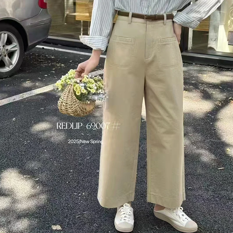 直筒裤极简风纯色高腰春夏季休闲裤时尚休闲女装韩版百搭长裤