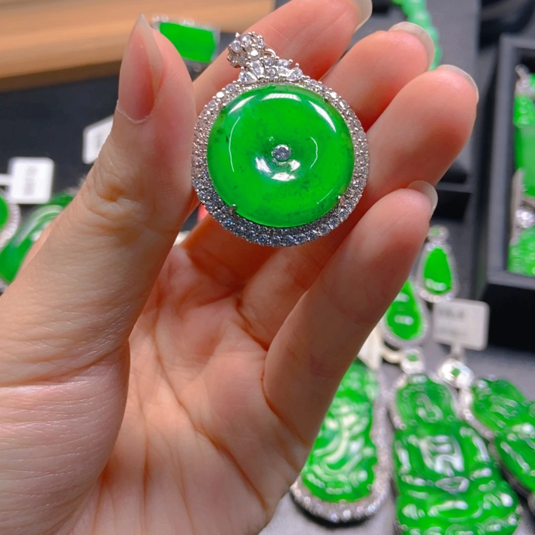 翡翠银S925镶嵌吊坠(不含链)