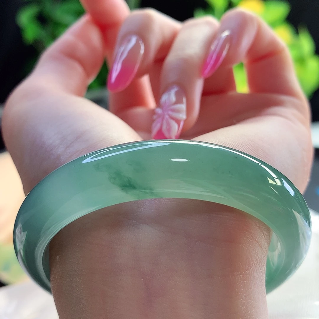 未镶嵌手镯翡翠天然A货翡翠54-55翠绿欲滴 超显贵显白推荐