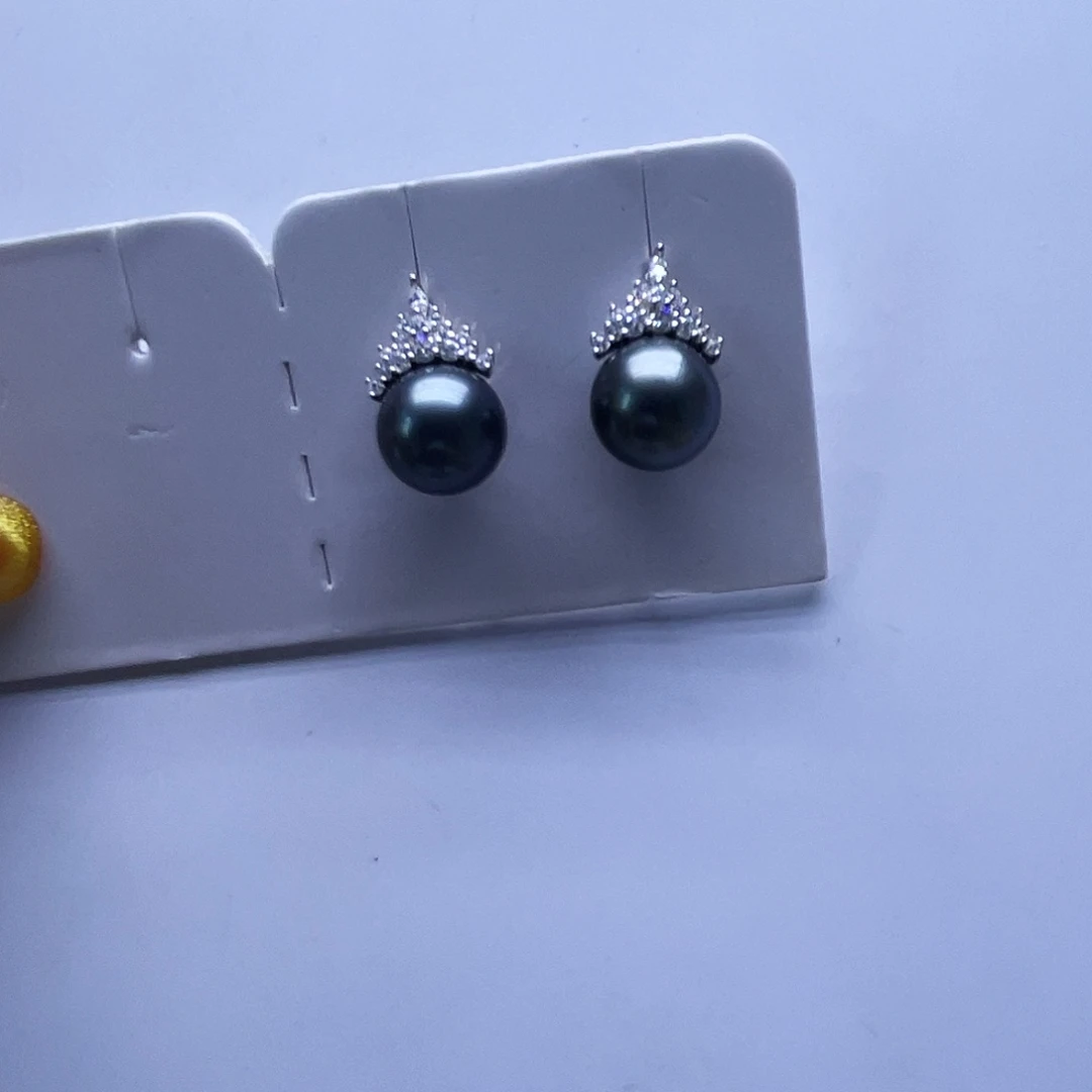 银S925镶嵌海水珍珠耳饰