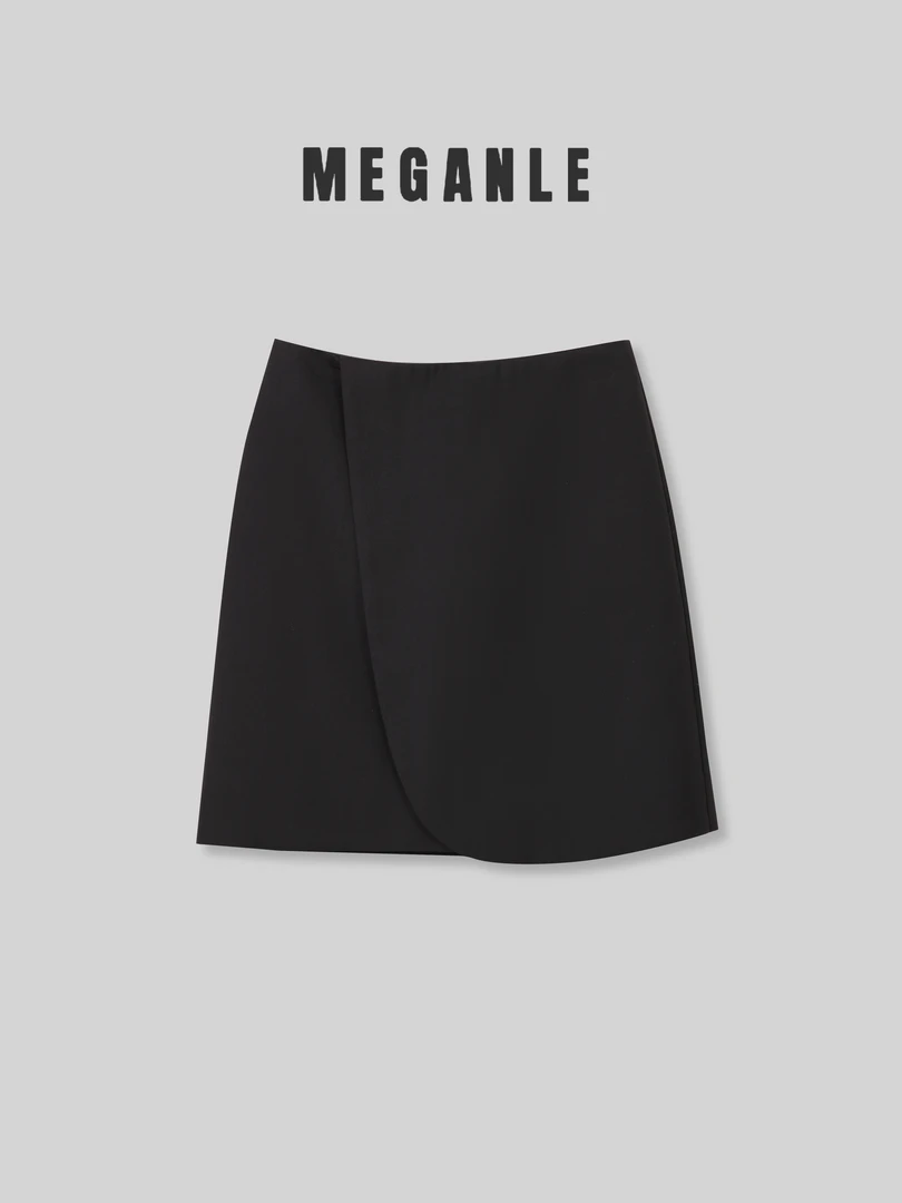 【C位半裙】MEGANLE 极简流线感搭片式不对称显瘦半身裙裤2024192