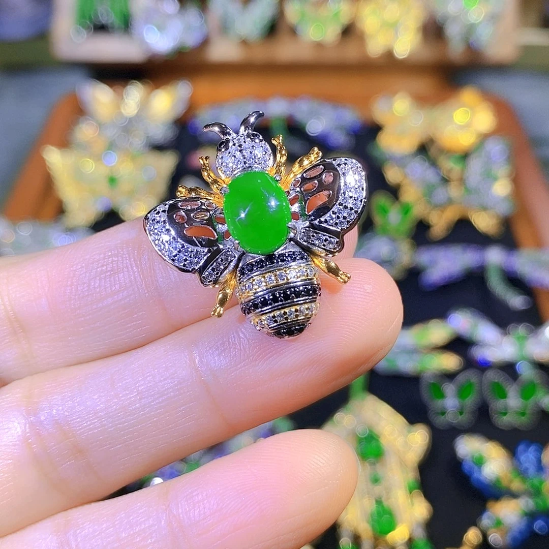 吊坠(不含链)银S925镶嵌翡翠