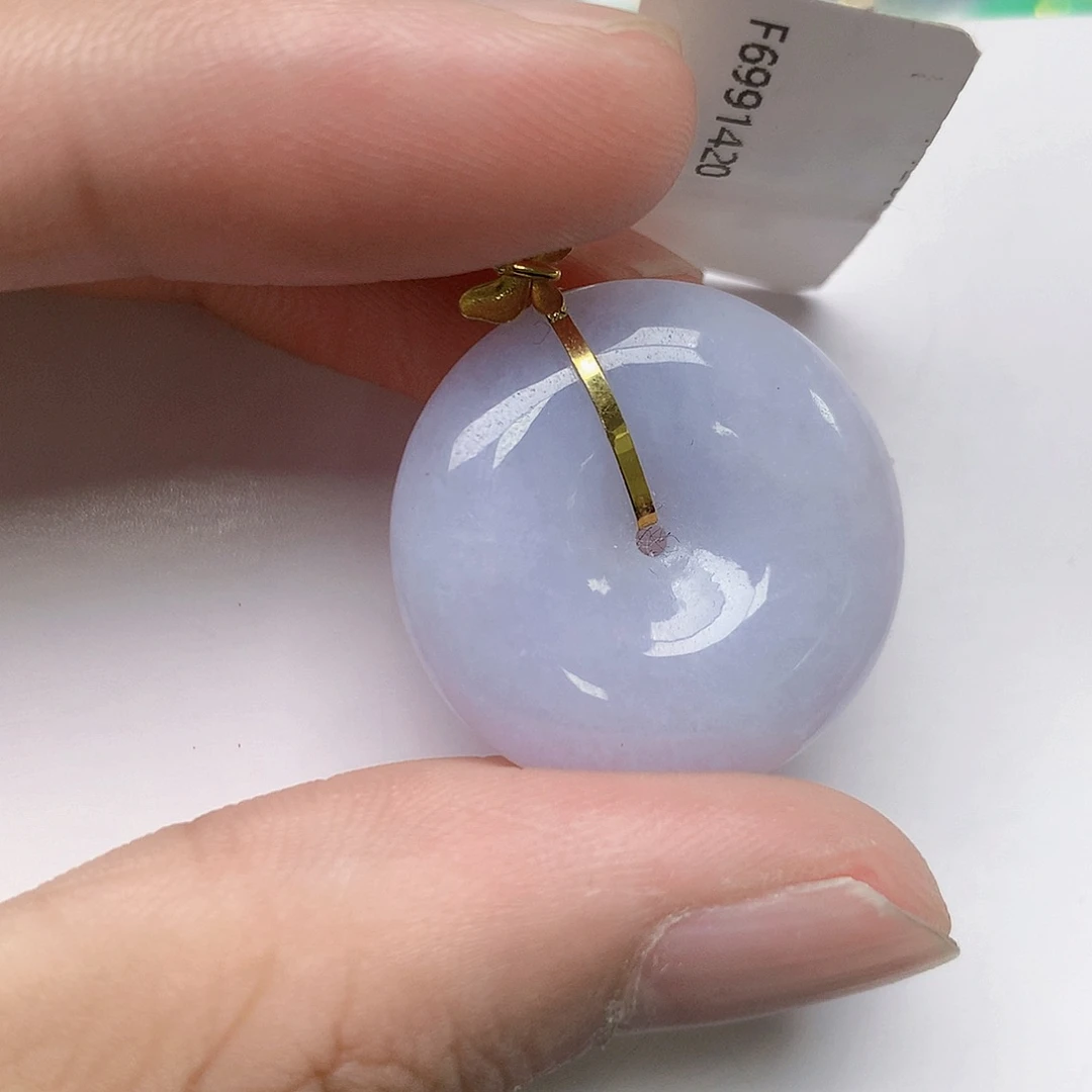 翡翠18K金镶嵌颈饰天然缅甸A货翡翠