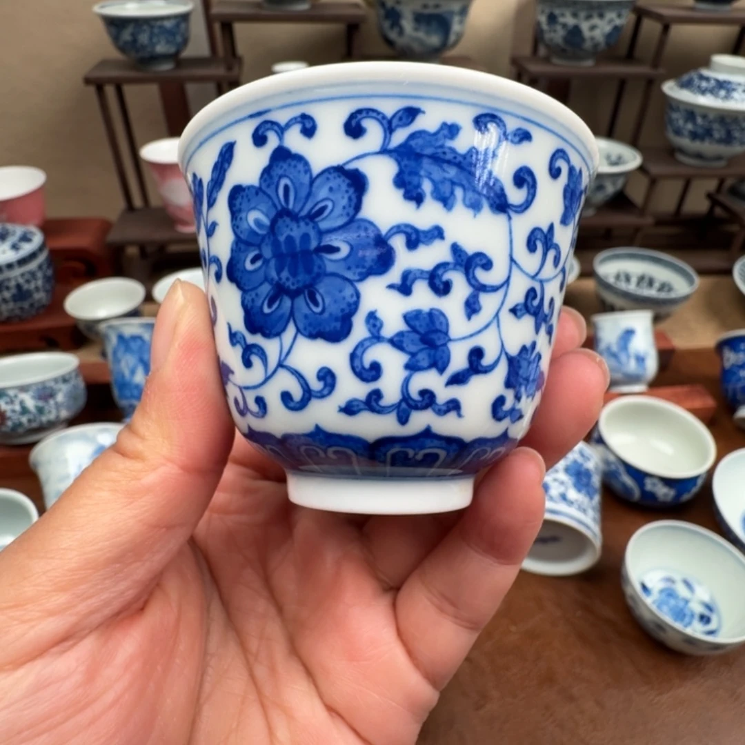 铃铛杯缠枝莲点工杯杯
