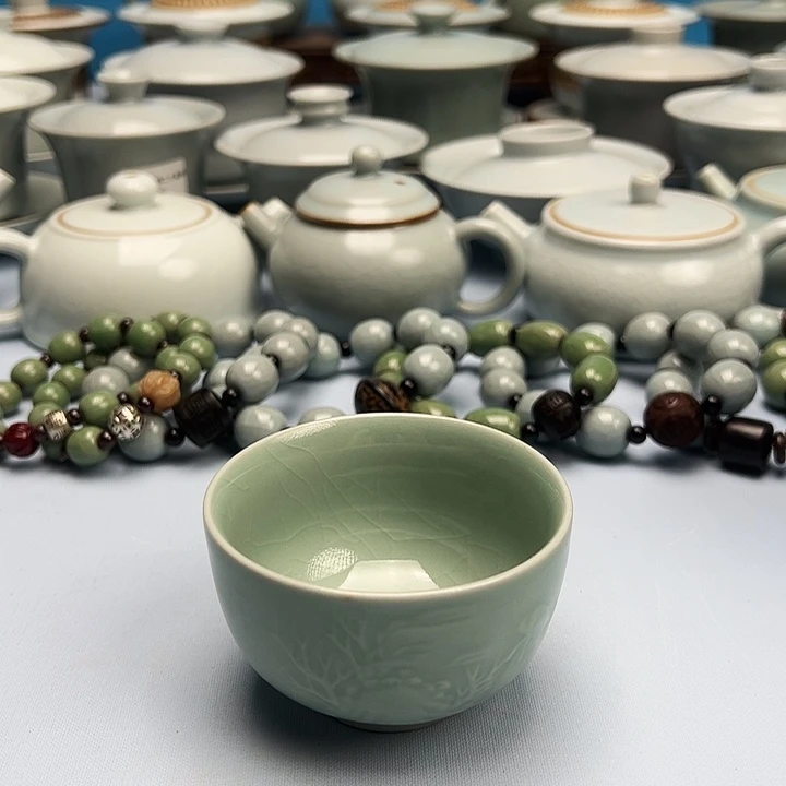 杯微微暇翠绿釉月下独酌杯原矿原釉原产地