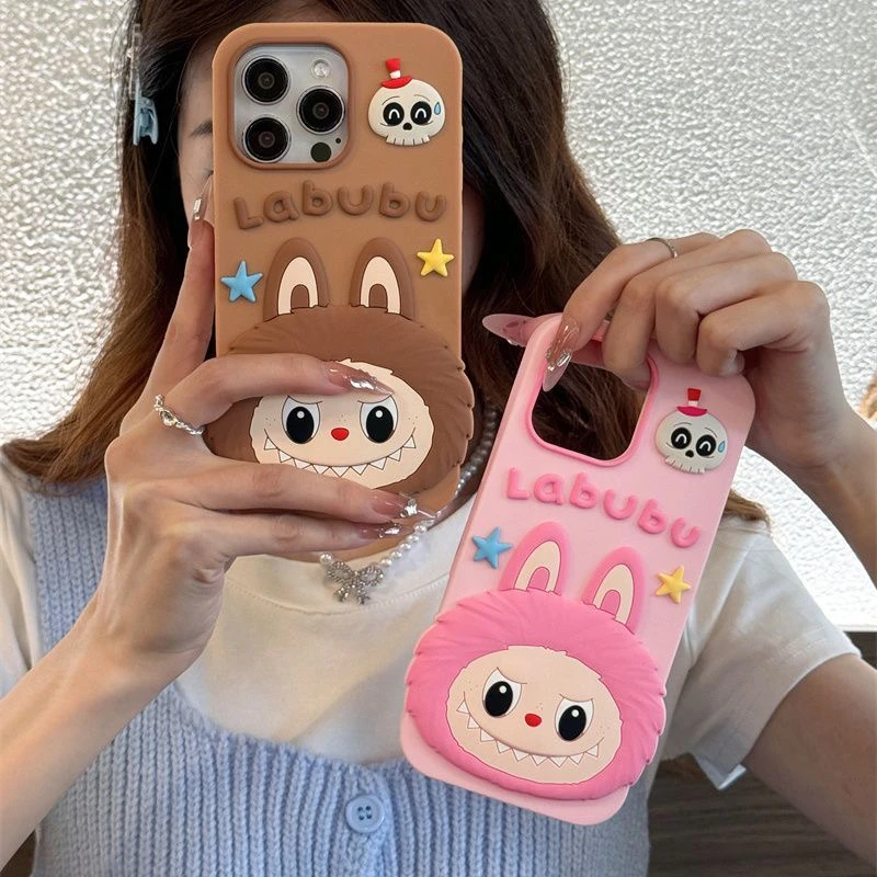 立体大脸拉布布适用iPhone15苹果14手机壳13全包硅胶12可爱11软壳