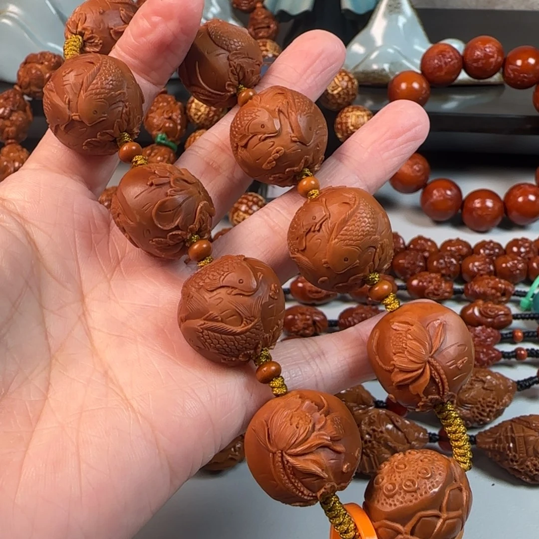 手串橄榄核墨**曦21老树铁核荷塘月色年年有余