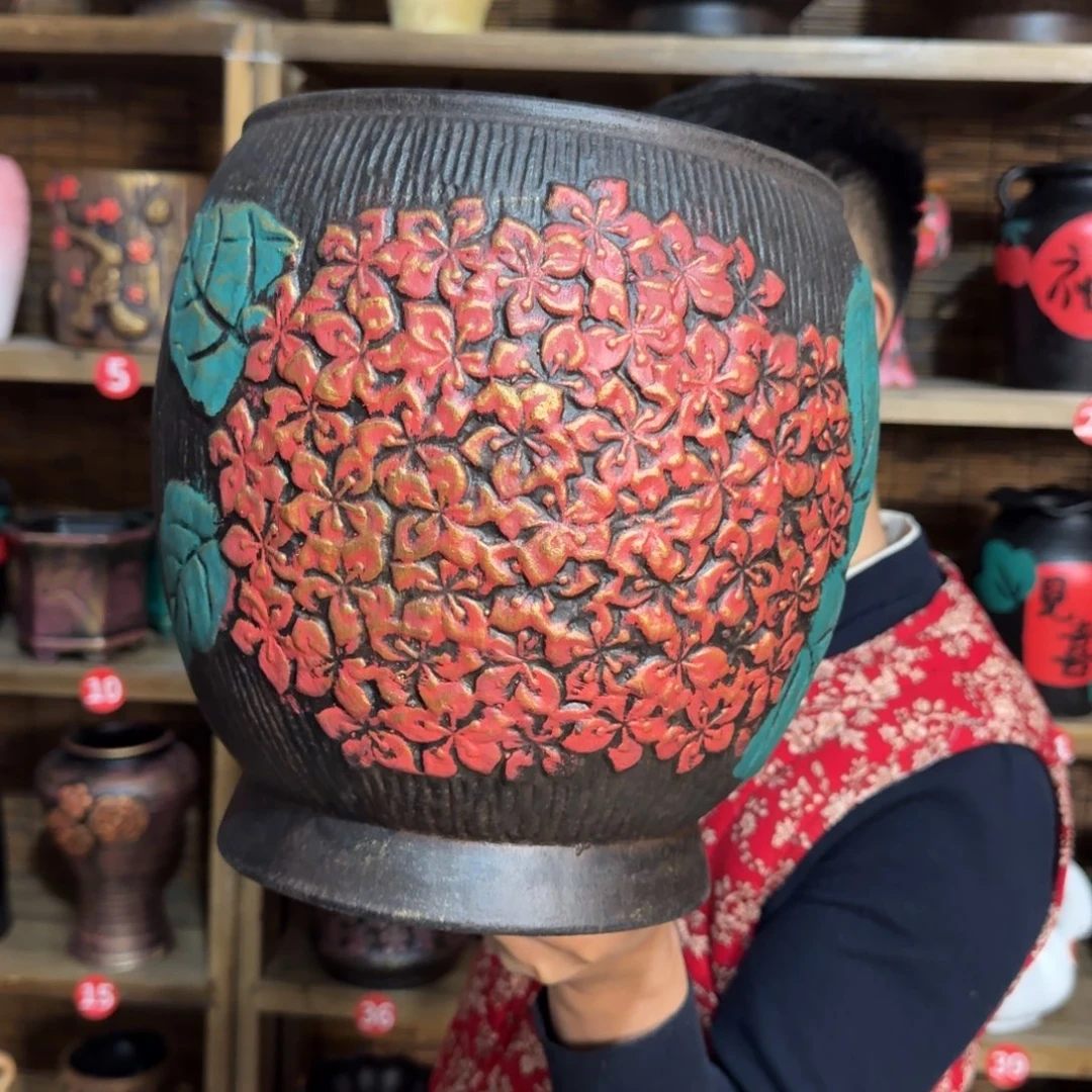 带孔高端浮雕花盆炸炸炸炸