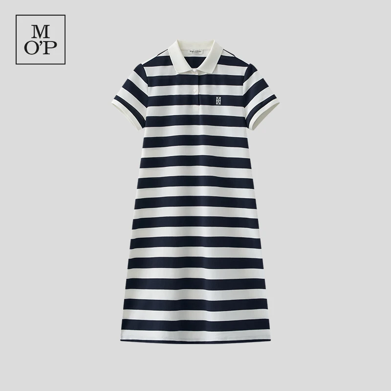 Marc O'Polo/MOP2025夏季新款品牌经典设计条纹收腰POLO连衣裙女