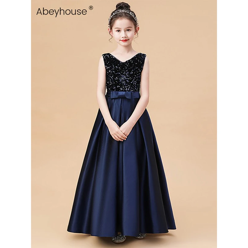 女童生日公主裙长款钢琴演出服主持人花童婚纱裙晚礼服6-12岁高端