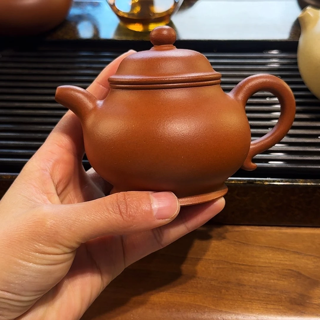 紫砂茶壶松**妆潘壶，红泥