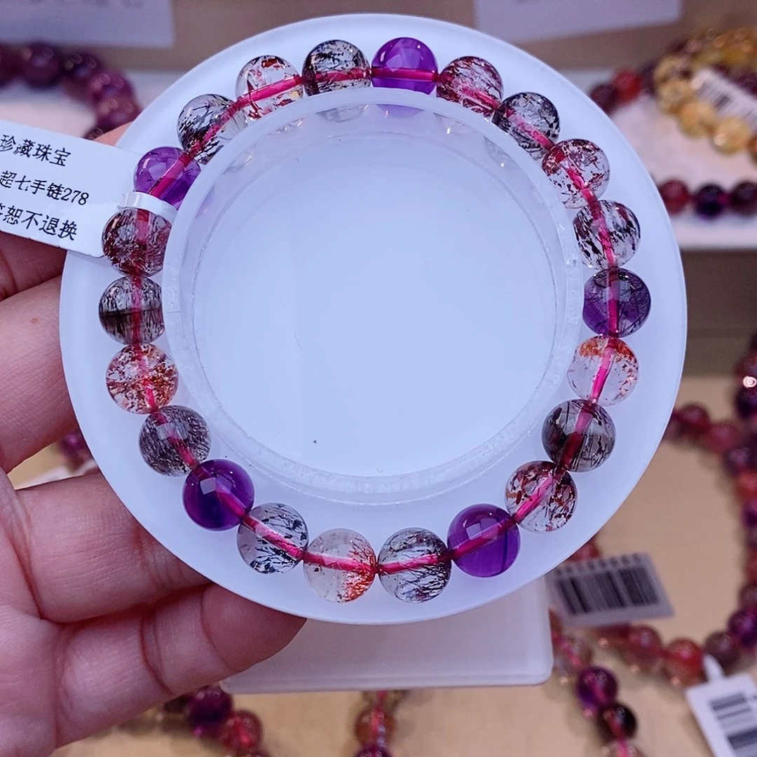 未镶嵌手链水晶黑加仑超七8+m