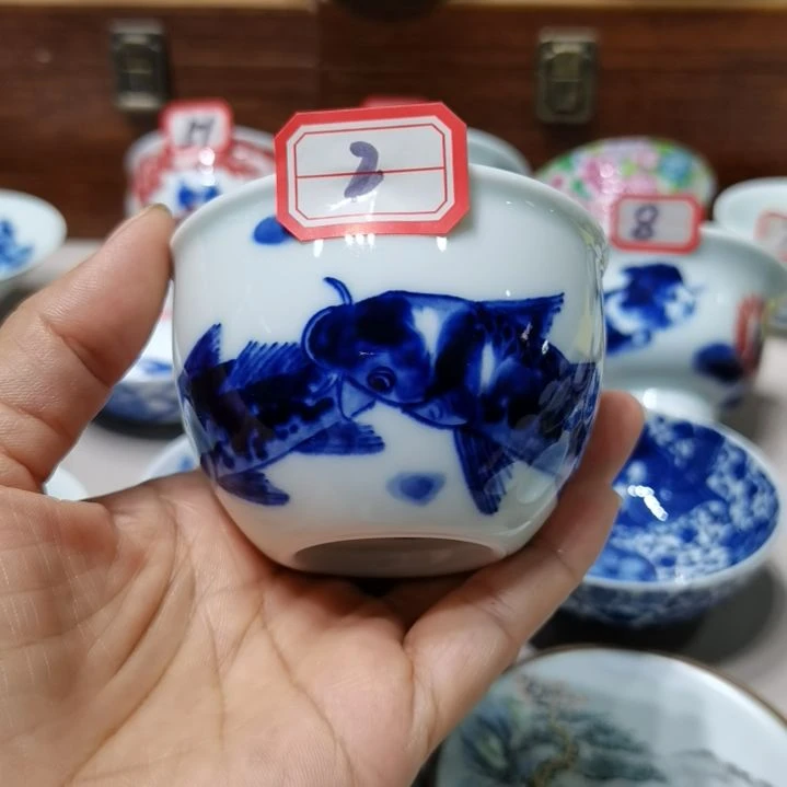 杯张学鸿老师青花釉里红微瑕