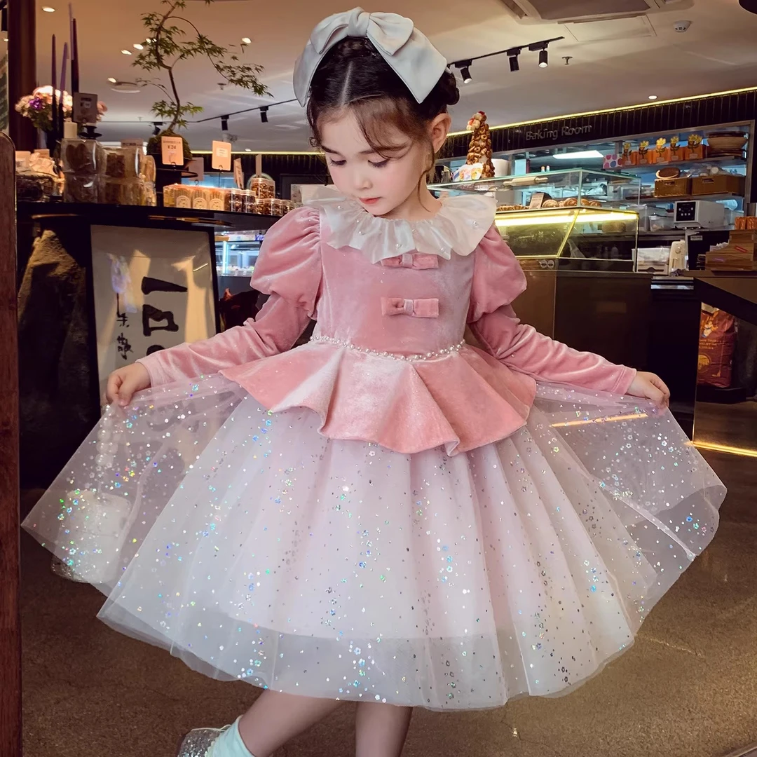 女童秋装连衣裙宝宝衣服儿童生日礼服蓬蓬裙子灰姑娘网纱公主裙