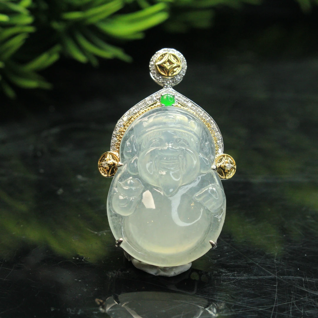 ZB10天然缅甸翡翠A货冰种财爷吊坠/400642嘉禾臻宝拍卖