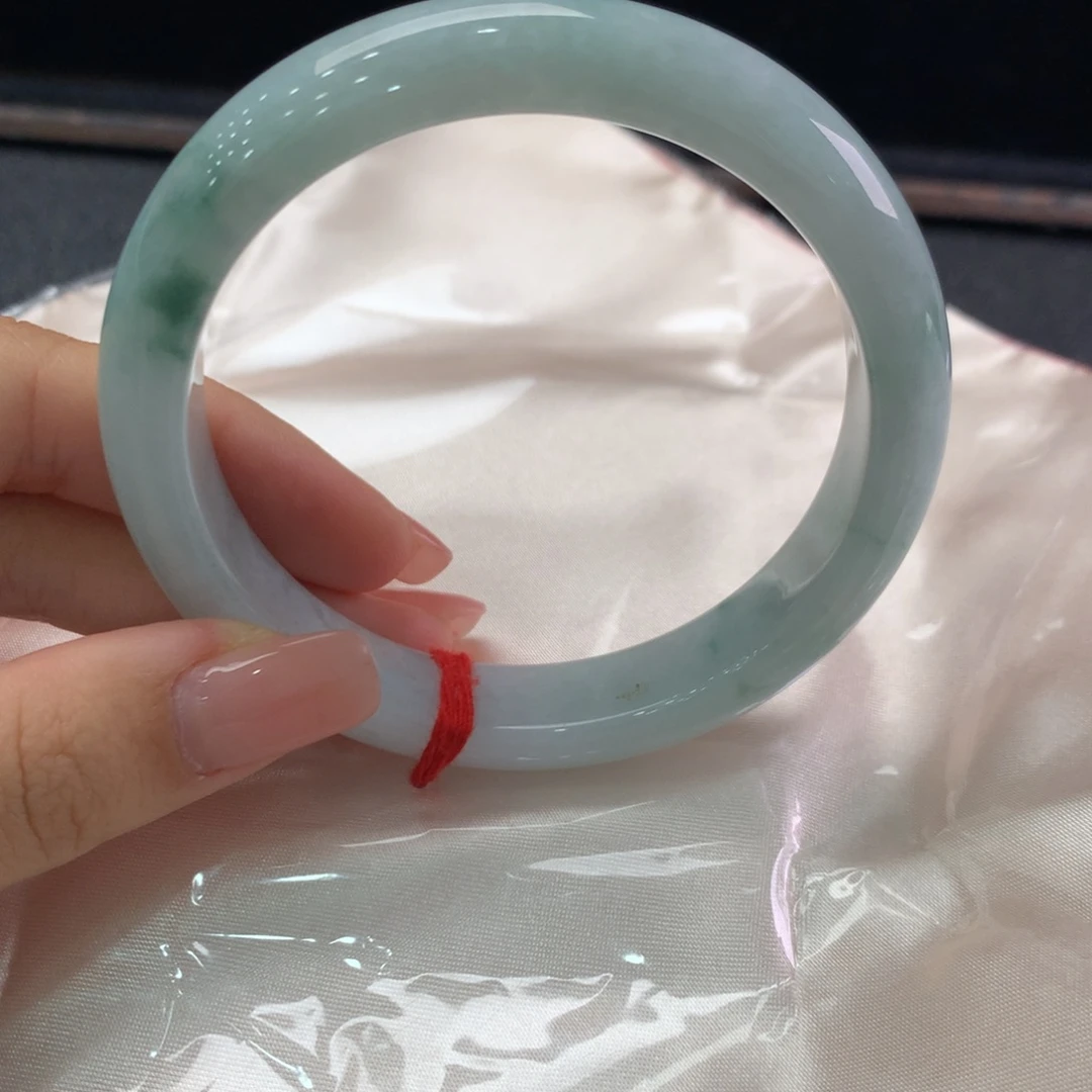 翡翠未镶嵌手镯缅甸A货翡翠 种水飘花5960
