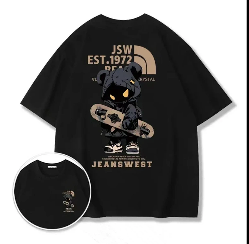 重磅纯棉ins短袖T恤男女2025短袖圆领新款潮流夏季印花打底衫体恤