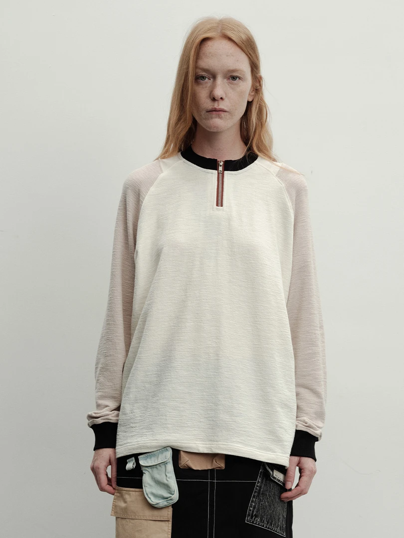 CELECT买手店夹生 HALF MADE 2025春夏新品 休闲拼色圆领上衣