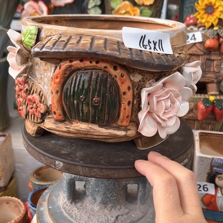 紫砂花盆粗陶材质多肉花盆