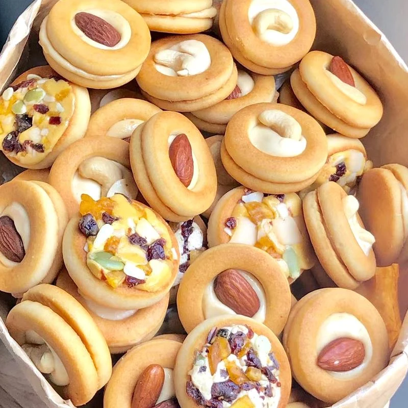 坚果披萨小饼500g巴旦木牛轧饼夹心饼干网红零食办公室下午茶小吃