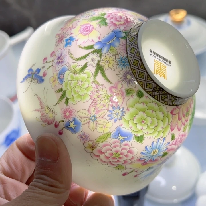 杯五寸两个万花陶瓷