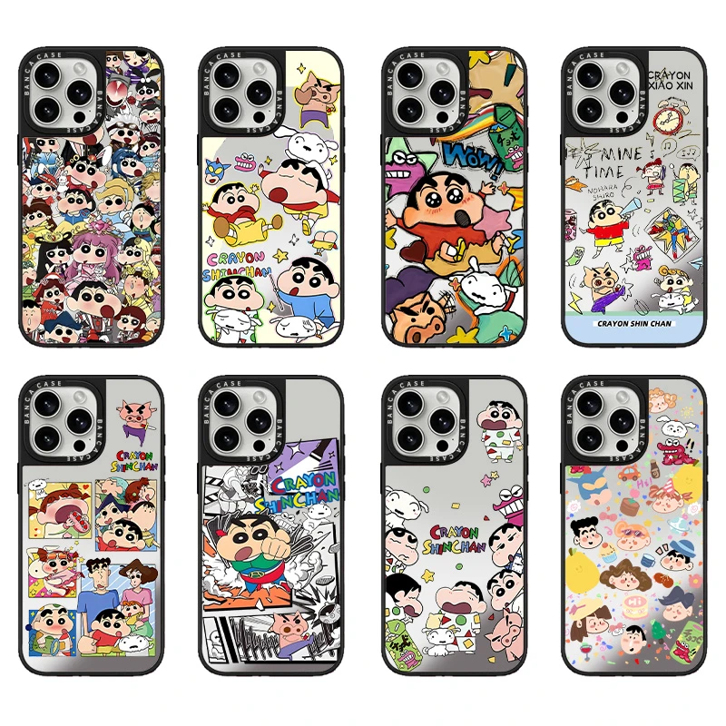 BANCA涂鸦小新系列适用苹果16promax镜面手机壳iPhone15/14/13/12