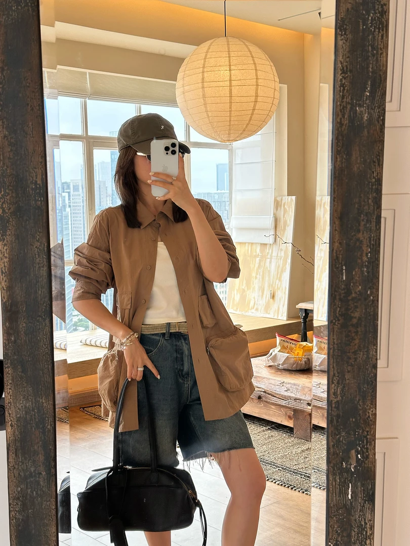 AIMURSE【美式工装】小众设计师 宽松纯棉工装口袋休闲衬衫 AM6959