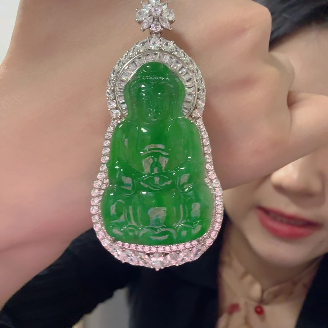 翡翠银S925镶嵌吊坠(不含链)吊坠