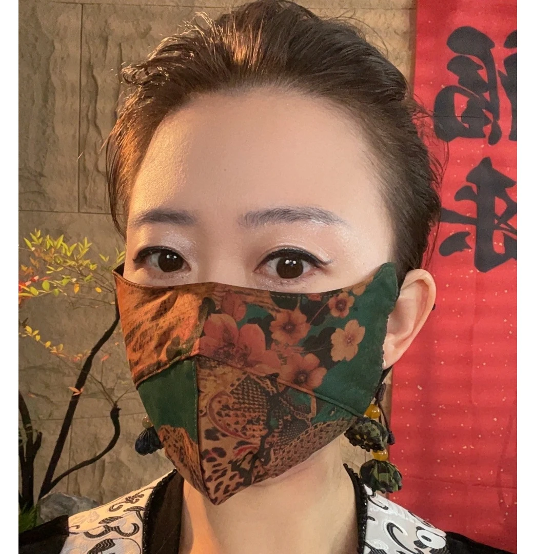 【香云纱立体口罩】宫丽新款香云纱桑蚕丝立体口罩丝巾时尚百搭透气