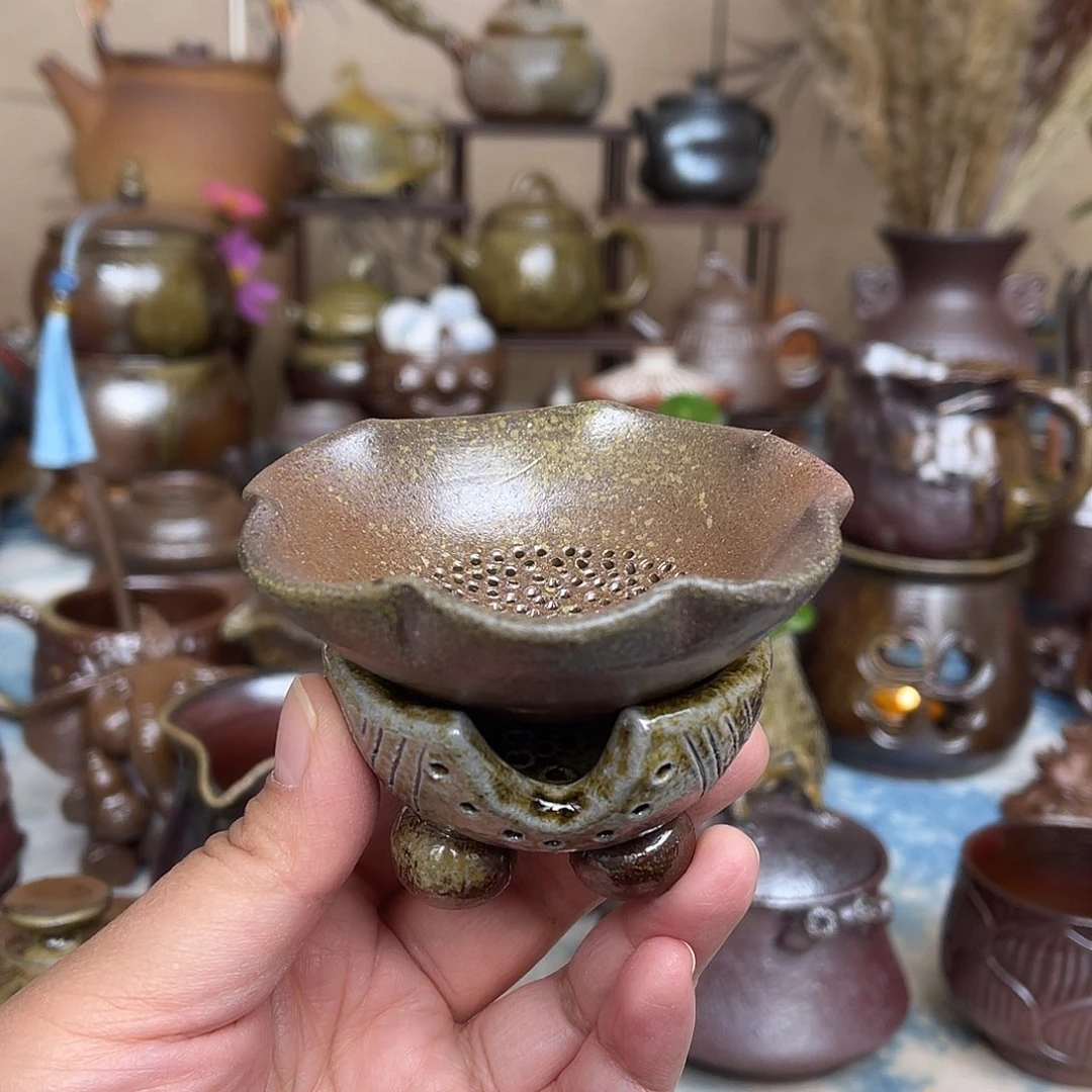 手工茶漏+茶漏底座套装
